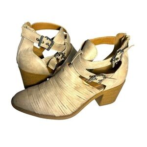 Qupid Womens Heel Bootie Tiber-08 Tan Size 8 Medium